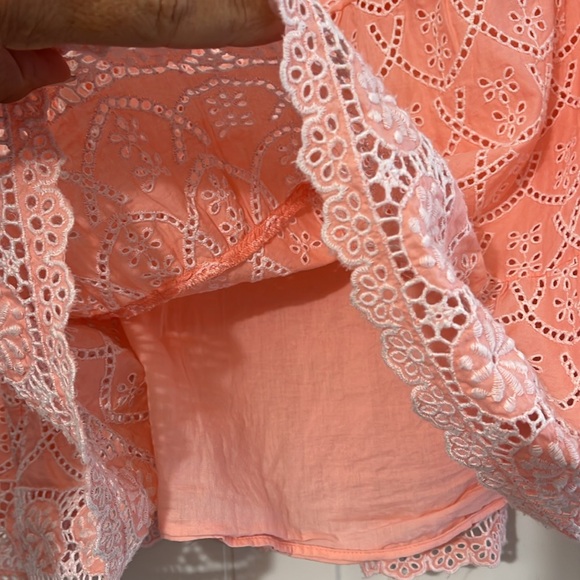 Lilly Pulitzer Keila Top. Peach hyacinth eyelet floral arch style #009558 - Picture 3 of 6